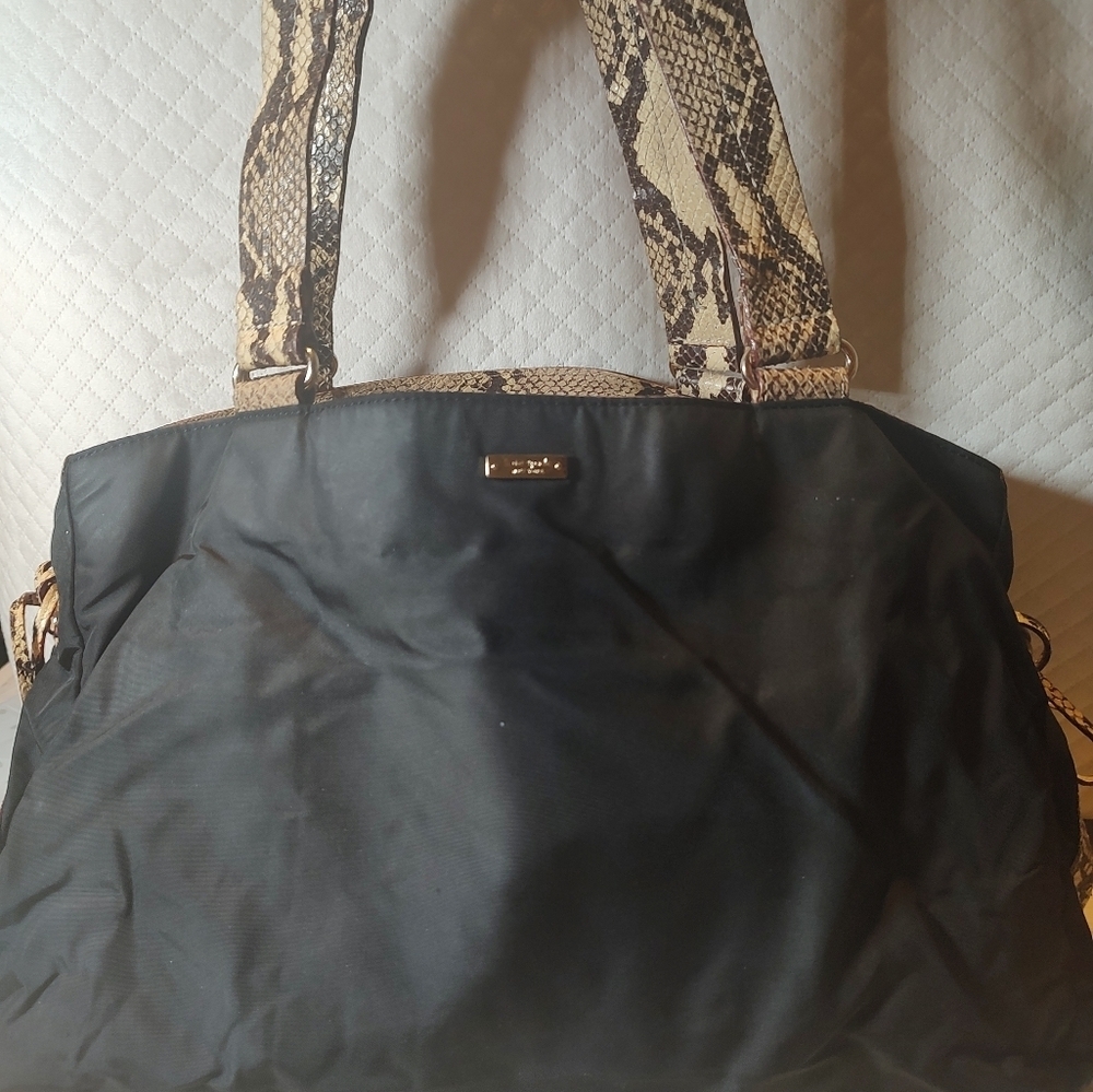 Kate  Spade Nylon w/snakeskin trim shoulder Bag - GUC - Picture 12 of 13